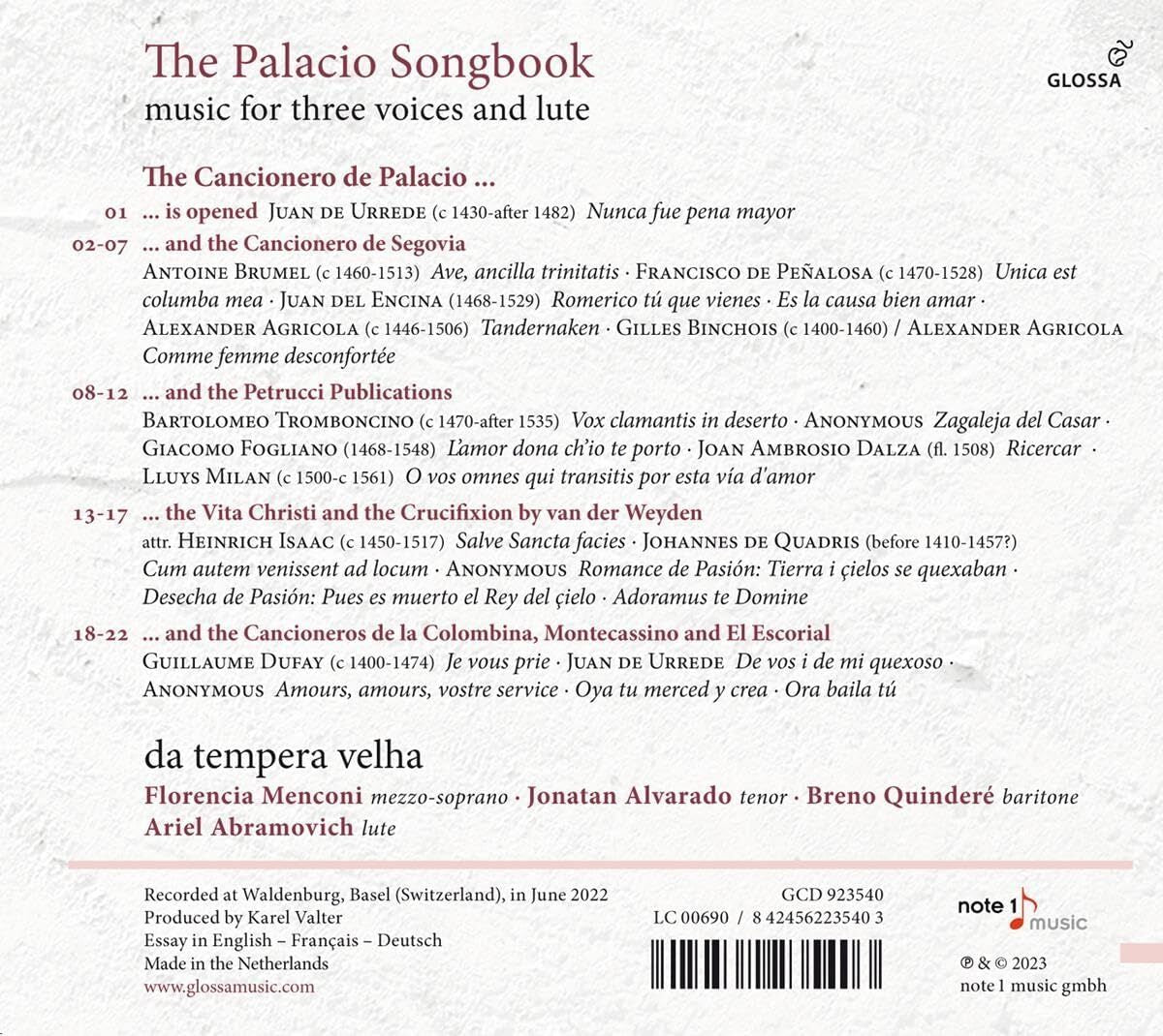 The Palacio Songbook: Music for Three Voices and Lute