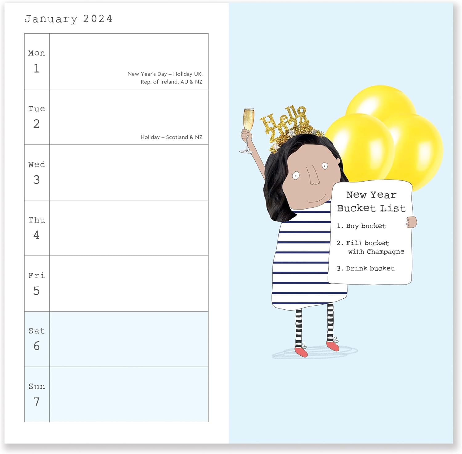 Portico Designs 2024 Rosie Made a Thing Slim Diary Week to View