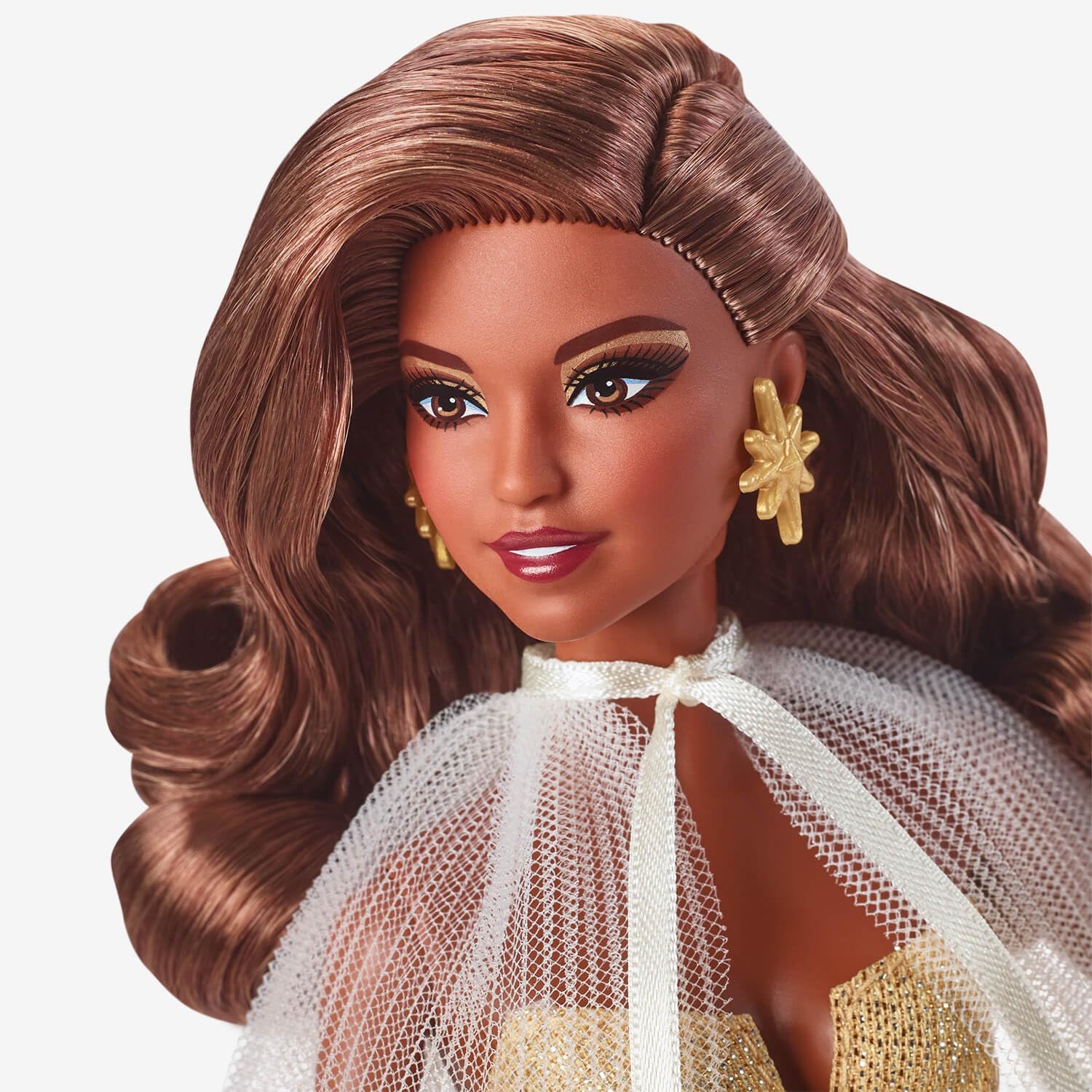 2023 Holiday Barbie Doll, Seasonal Collector Gift, Barbie Signature, Golden Gown and Displayable Packaging, Dark Brown Hair, HJX05