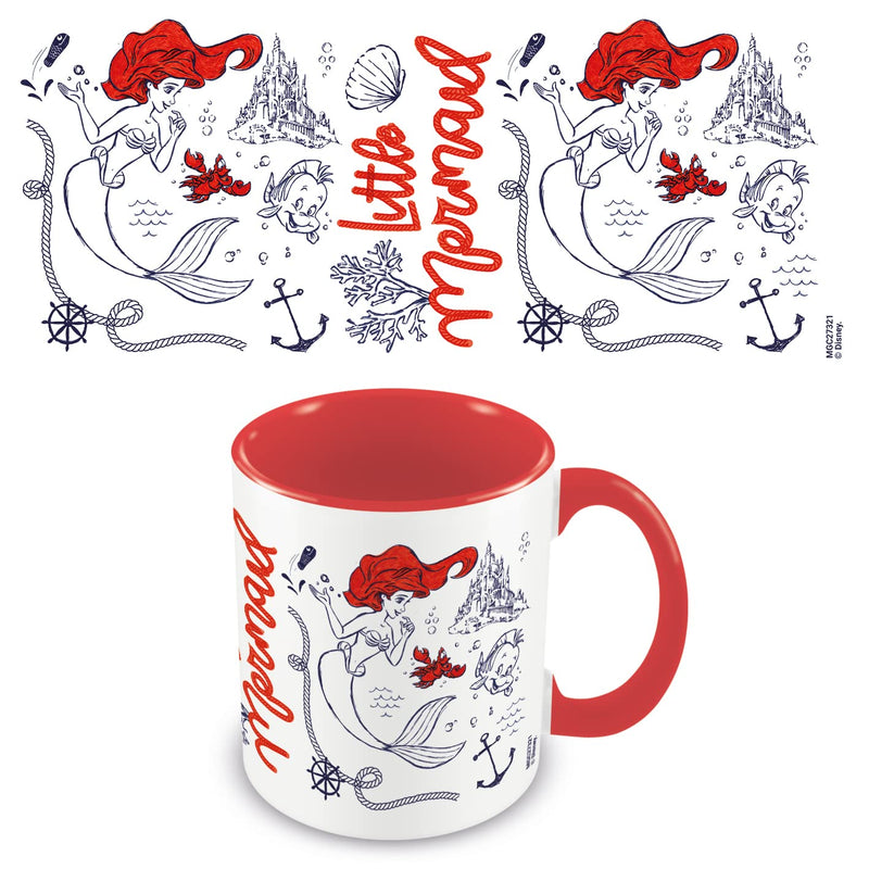 The Little Mermaid Coffee Mug, 11oz Coffee Mug and Coloured Inner Mug in Presentation Little Mermaid Gift Box - Official Disney Merchandise