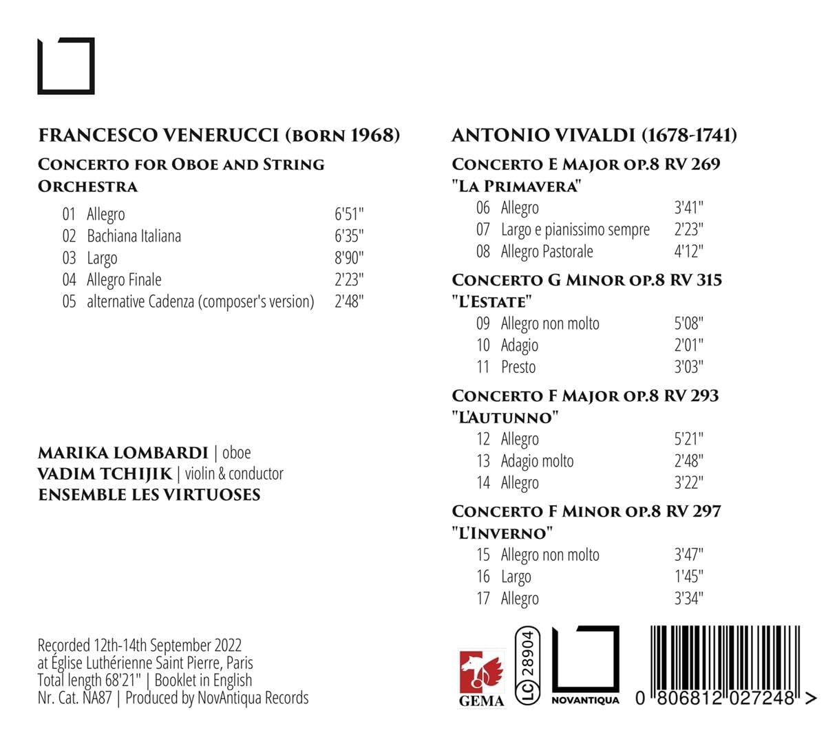 Antonio Vivaldi: Le 5 Stagioni - Francesco Venerucci: Konzert für Oboe & Streichorchester