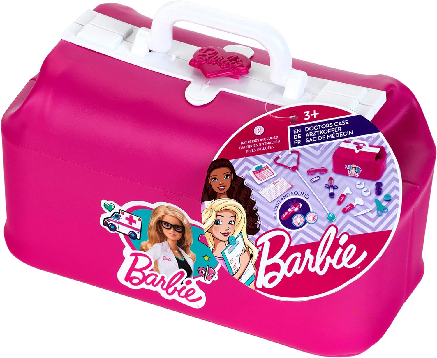 Theo Klein 4601 Barbie Doctor Bag | With Stethoscope , Glasses , Plaster and much more| Thermometer with Light and Sound | Toy for Children from 3 Years old
