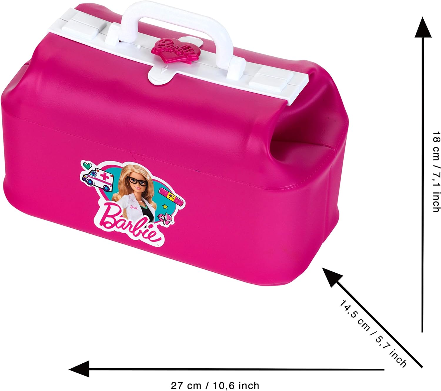 Theo Klein 4601 Barbie Doctor Bag | With Stethoscope , Glasses , Plaster and much more| Thermometer with Light and Sound | Toy for Children from 3 Years old