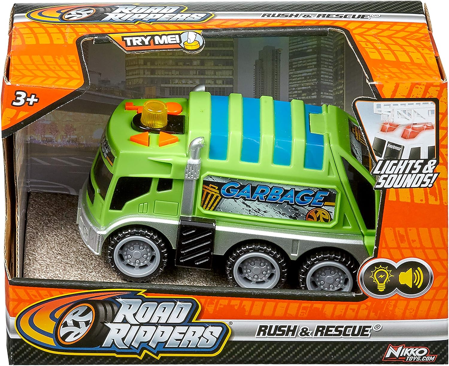 Nikko Toys: Road Rippers - Camion Raccolta Rifiuti 13 Cm