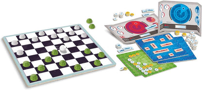 Clementoni Naval Battle + Checkers Table, Society Game for All Family, 2 Players, 6 Years+, Made in Italy, Multicoloured, 16305