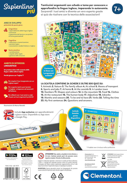 Clementoni 16729 più electronic game to learn English-sapientino Pen interactive, educational 7 years, Made in Italy, multi-coloured, Medio