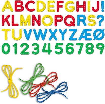 Quercetti Play Montessori Toys - Lacing ABC + 123-53-Piece Set Includes Numbers, Letters, Laces and Coloring Book to Help Kids Develop Early Language and Fine Motor Skills, for Ages 3-7 Years