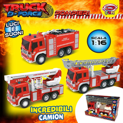 D-fun DIP76590 Camion dei pompieri Fire Truck D-Force Firefighters Ladder, Multi-Coloured