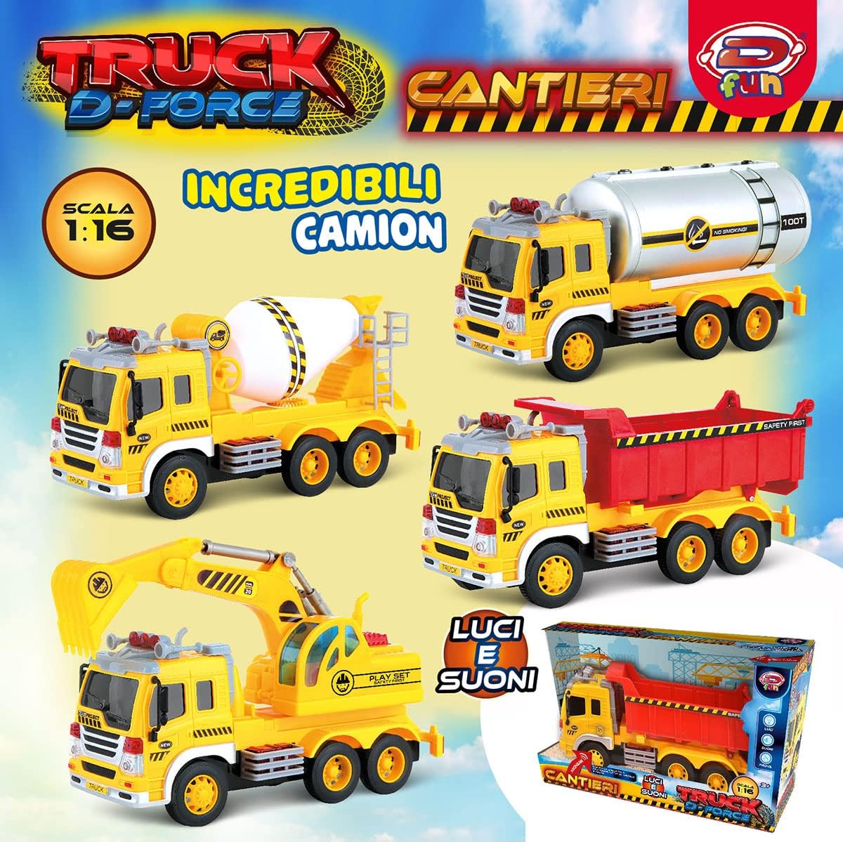 D-fun - DIP76593 Toy Vehicle Truck D-Force Construction Sites, Multicoloured