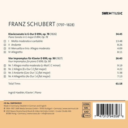 Franz Schubert: Four Impromptus D899, Op. 90/Piano Sonata in G...