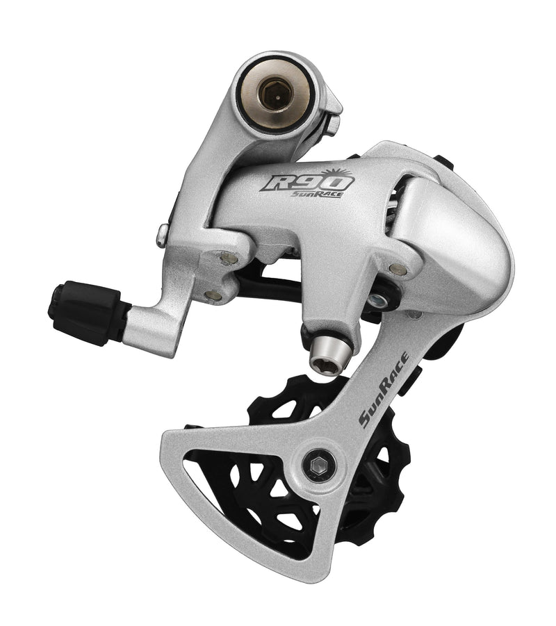 SunRace RDR91 9-Speed Short Cage Bike Derailleur with Bolt, Silver