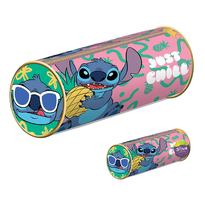 Lilo & Stitch You´re My Fave Barrel Pencil Case (20cm x 21cm x 8cm) (Pink/Blue