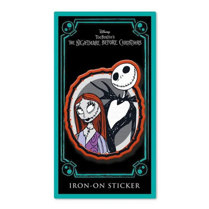 Nightmare Before Christmas Embroidered Jack and Sally Iron On Patch (One Size) (Gray/White/Orange)