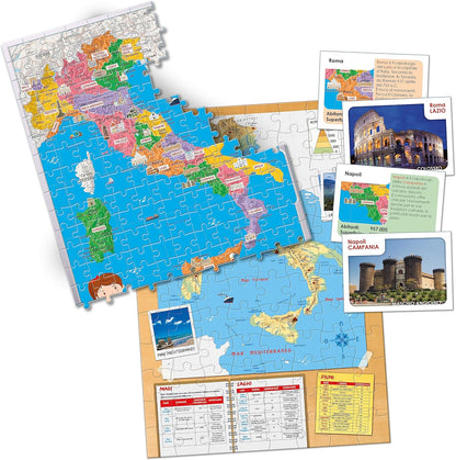 Clementoni 16594 Sapientino Più-Discover Smart-Puzzle Map Physics and Politics Educational 6 Years, Geography Game Children, Made in Italy, English