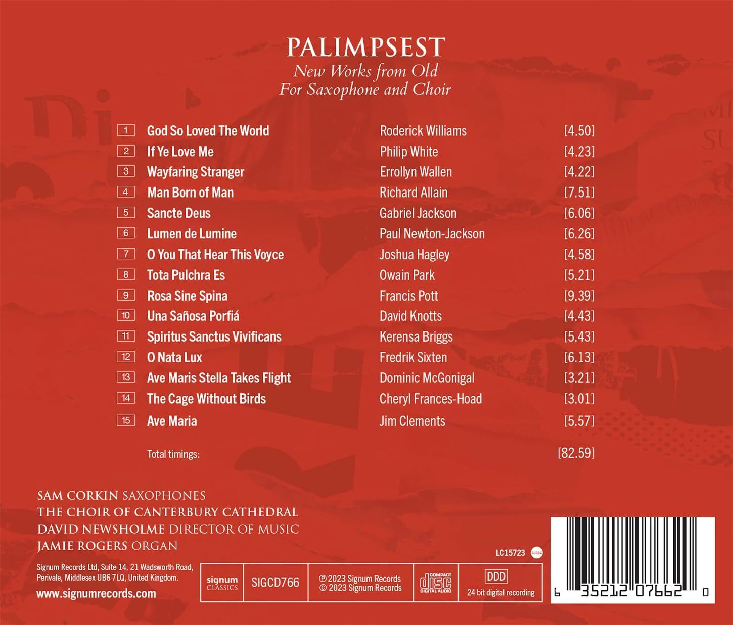 Palimpsest: New Works from Old for Saxophone and Choir