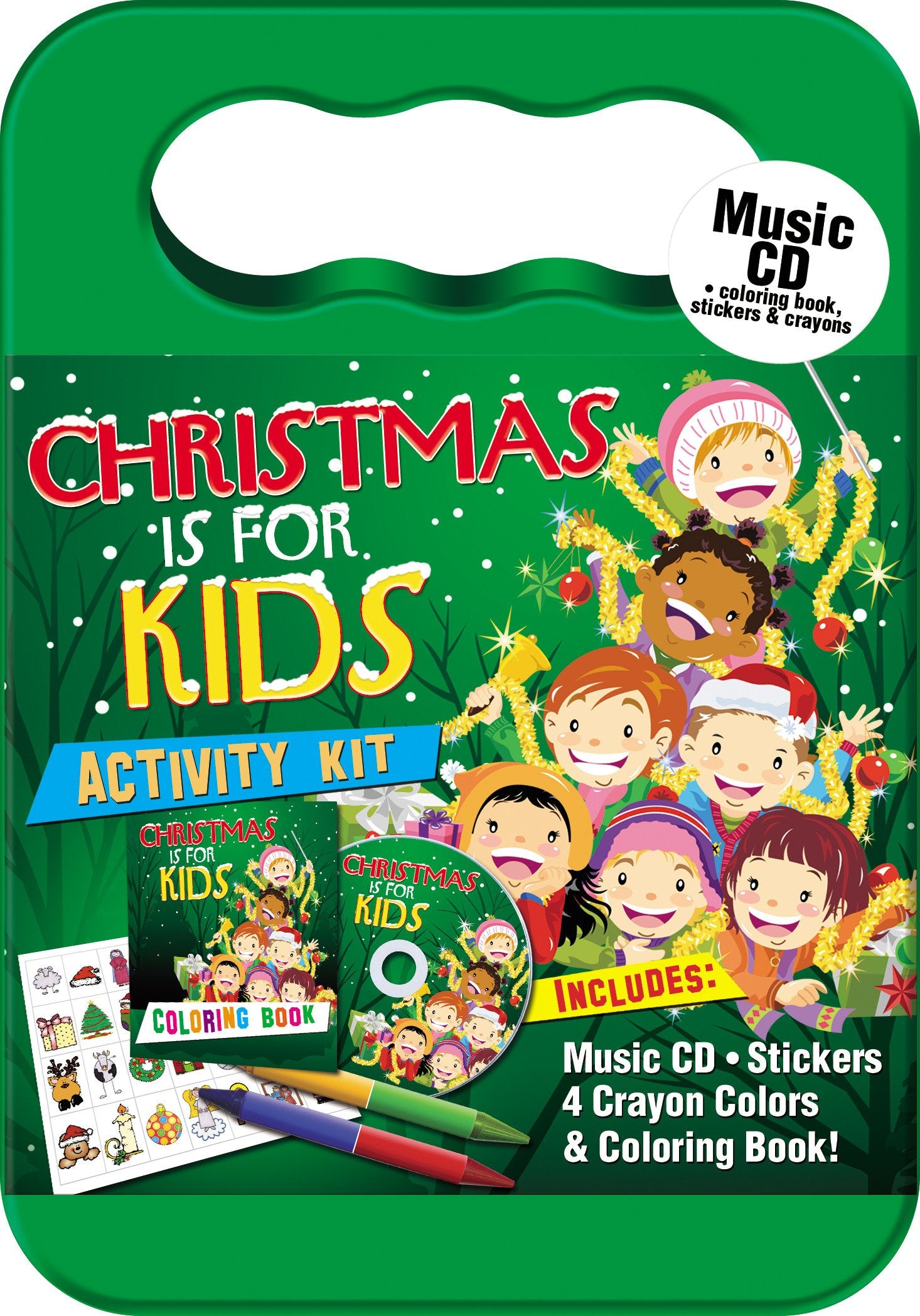Christmas is for Kids Activity Kit Packaged in carrying case with Stickers, Crayons and Coloring Book