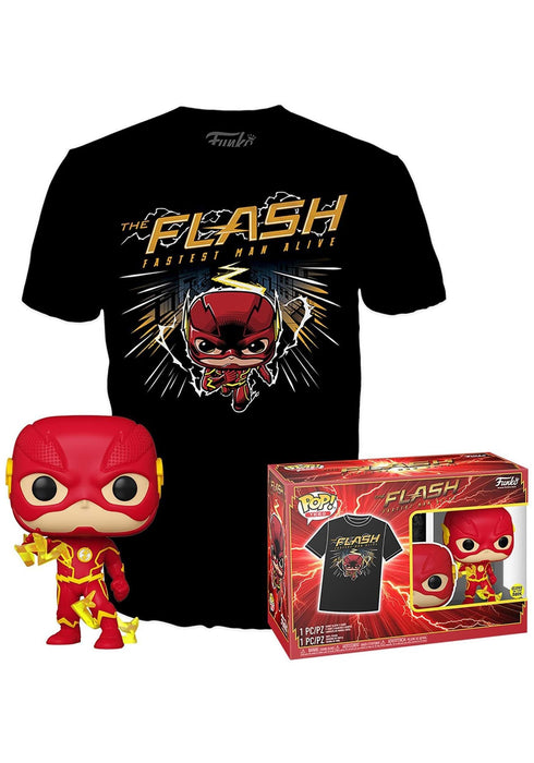 Funko POP! & Tee: DC - the Flash - Small - (S) - DC Comics - T-Shirt - Clothes With Collectable Vinyl Figure - Gift Idea - Toys and Short Sleeve Top for Adults Unisex Men and Women - Comic Books Fans