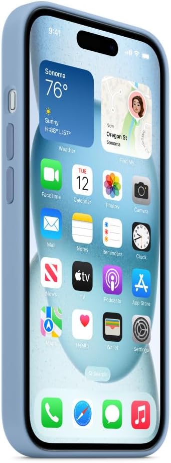 Apple - Back Cover For Mobile Phone - Magsafe Compatibility - Silicone - Winter Blue - For Iphone 15