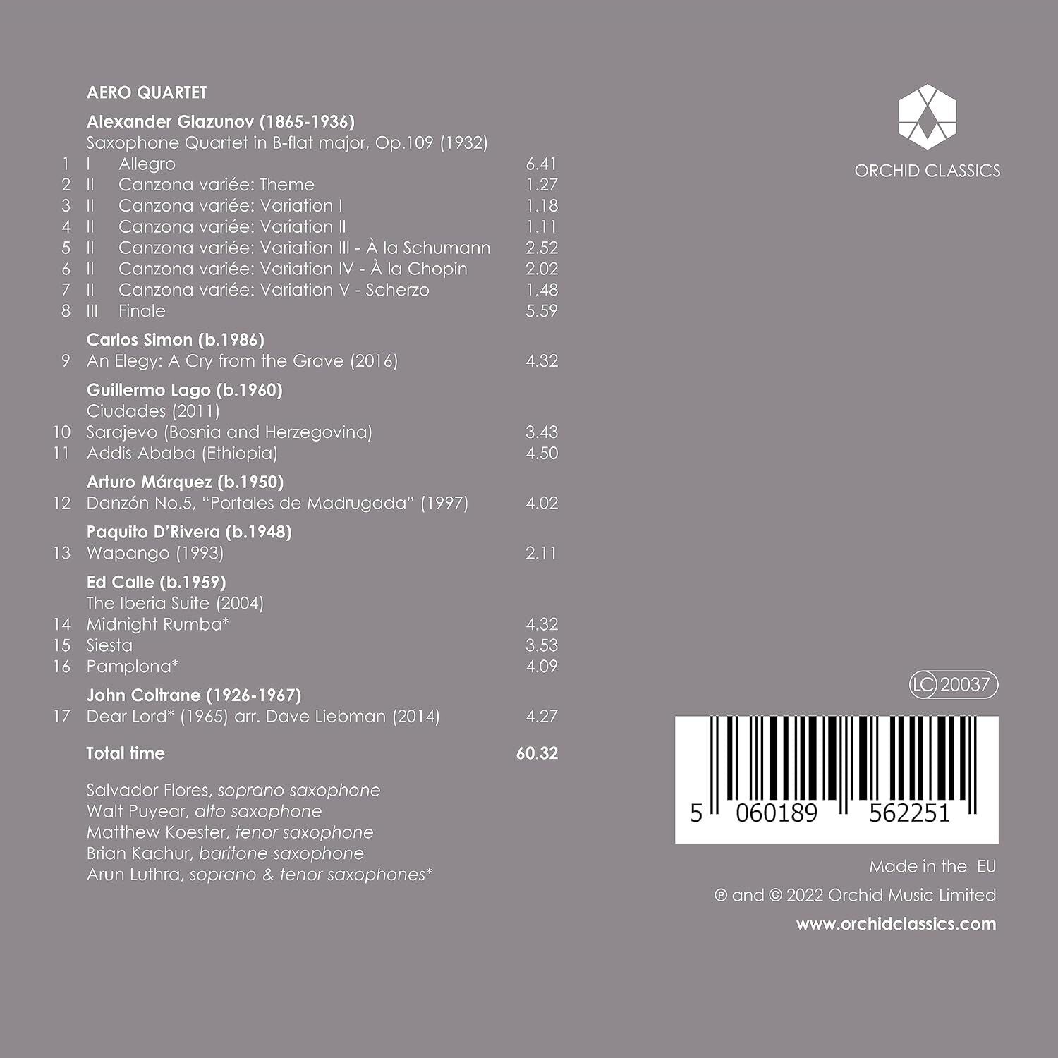 Aero Quartet: Glazunov/Simon/Lago/Márquez/D'Rivera/Calle/Coltrane