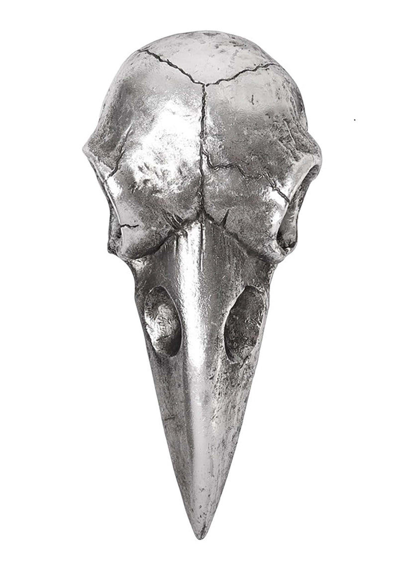 Alchemy: Raven Skull Hand Mirror - Antique Silver
