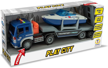 Teorema Giocattoli 68032 Truck with Boat Transporter with Lights and Sounds