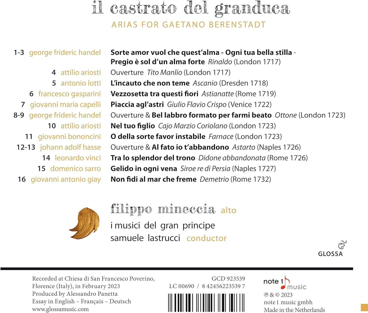 Il Castrato Del Granduca: Arias for Gaetano Berenstadt