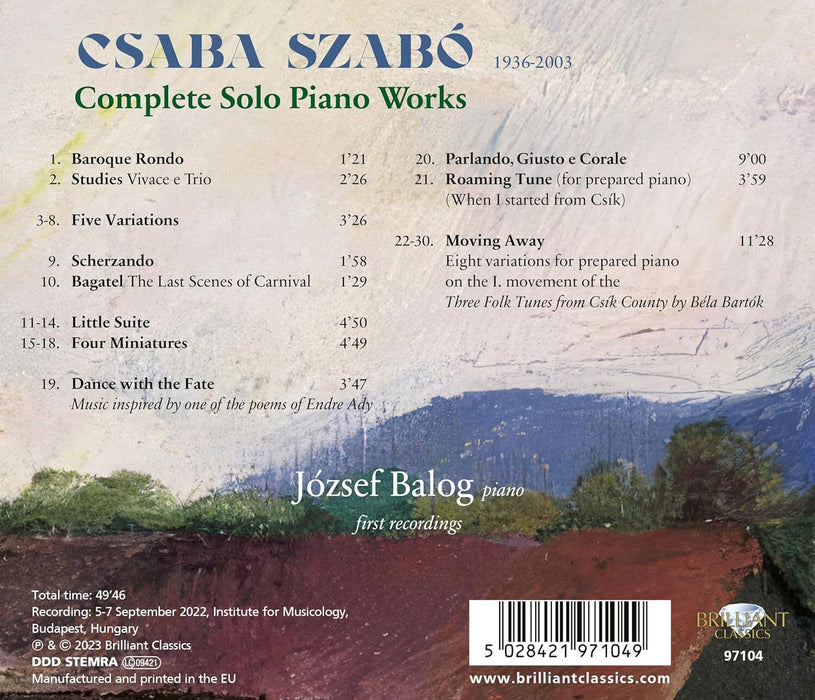 Csaba Szabó: Complete Solo Piano Works