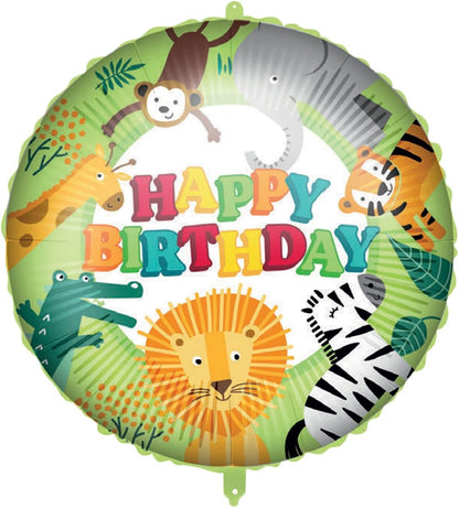Procos 92422 Foil Balloon Happy Birthday Jungle Size 46 cm Helium Balloon Jungle Birthday Decoration Gift
