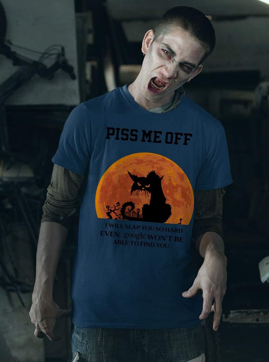 Piss Me Off Google You Cat Tee Halloween Party Comedy Eng Grappig Slogan T-Shirt
