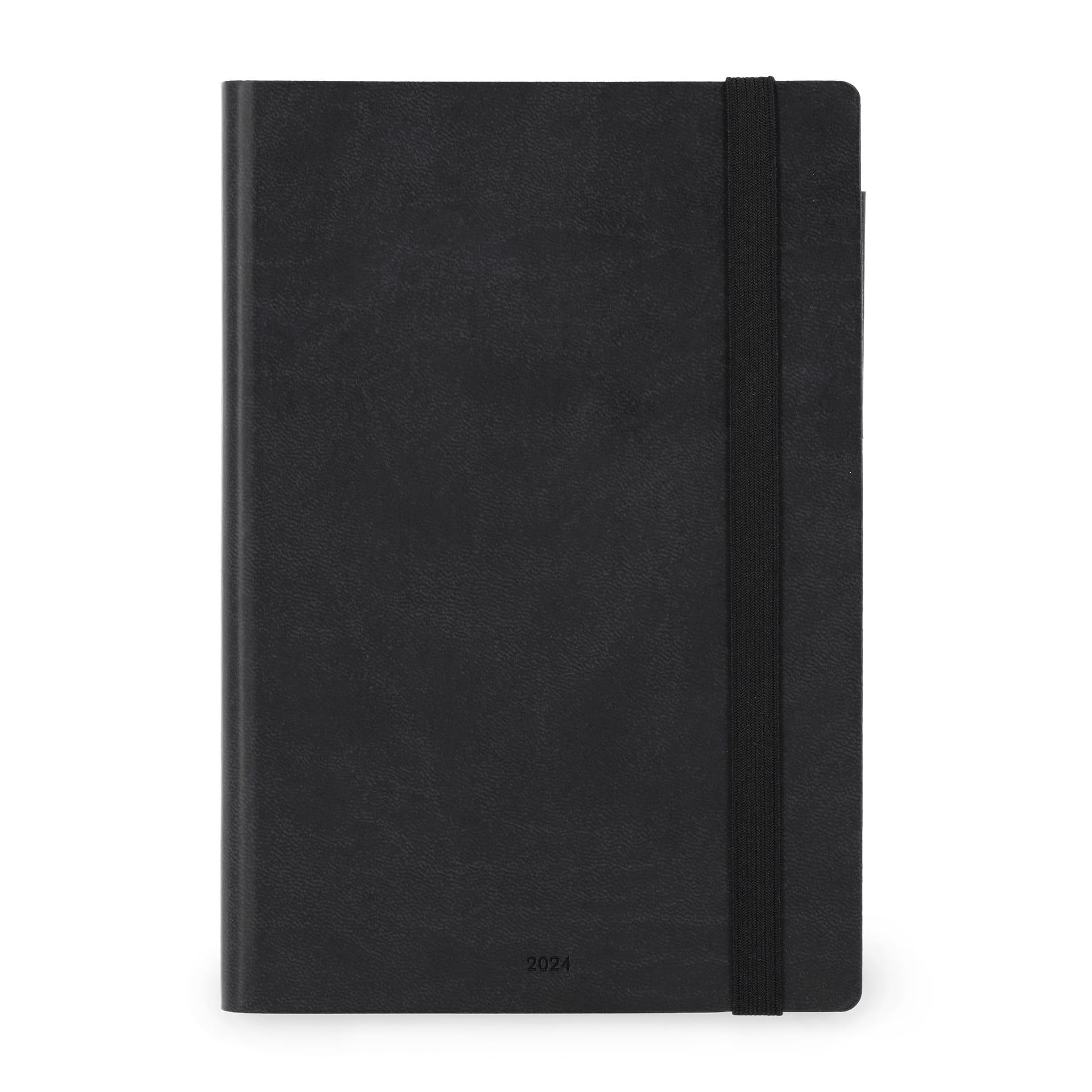 Legami - Medium Weekly Diary with Notebook, 12 Months, January 2024 December 2024, Week Detail on Left Page, Writing Space on Right Page, 12 x 18 cm, Colour Black Onyx