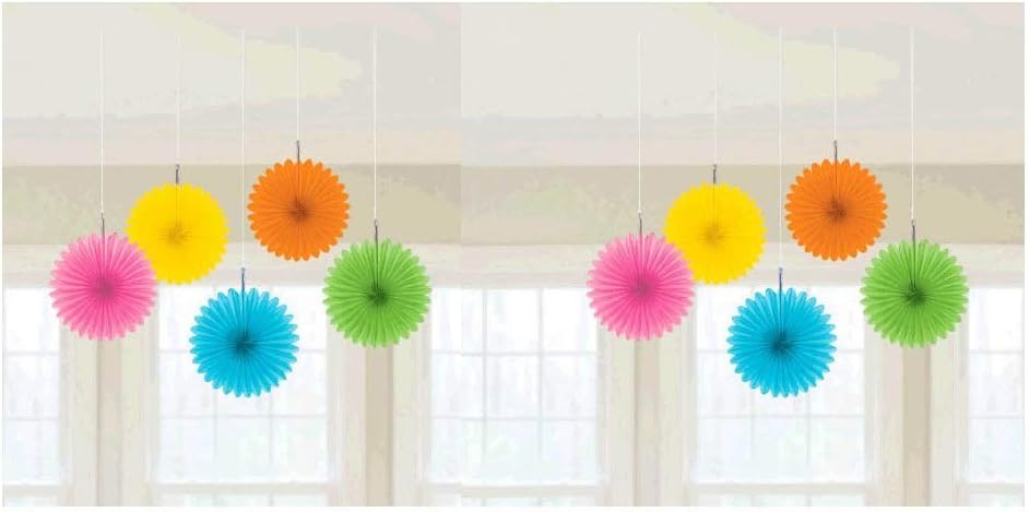 Amscan International Multicolour Hanging Fane Decorations, Pack of 5 (MULTI, 1) Multicolour 1