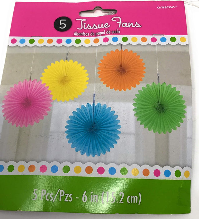 Amscan International Multicolour Hanging Fane Decorations, Pack of 5 (MULTI, 1) Multicolour 1