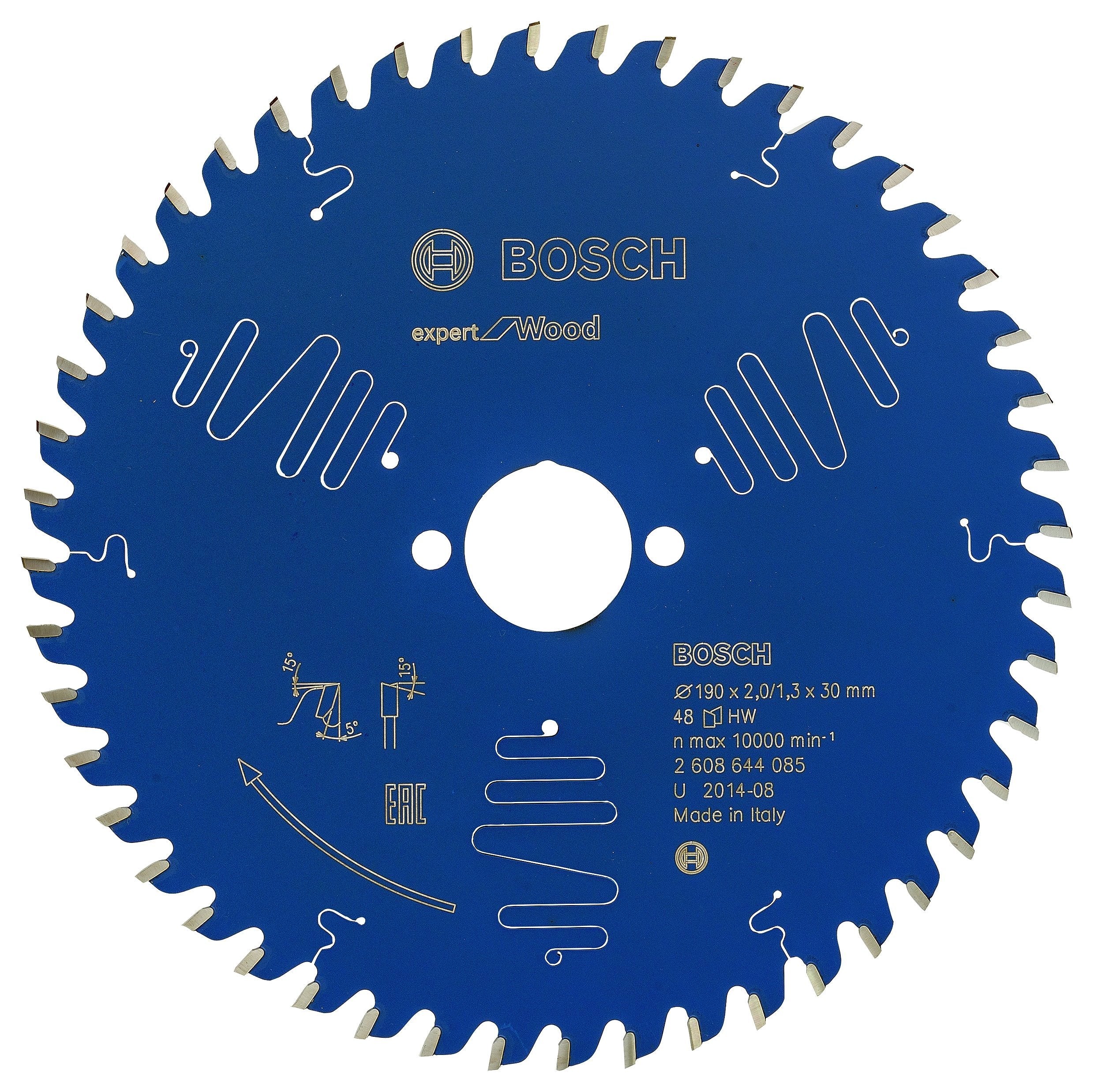 Bosch Professional 1x Kreissägeblatt Expert for Wood (Holz, Sägeblatt Ø 190 x 30 x 2 mm, 48 Zähne, Zubehör Kreissäge) Ø 190 mm 30 mm Bohrung 48 Zähne 2 mm
