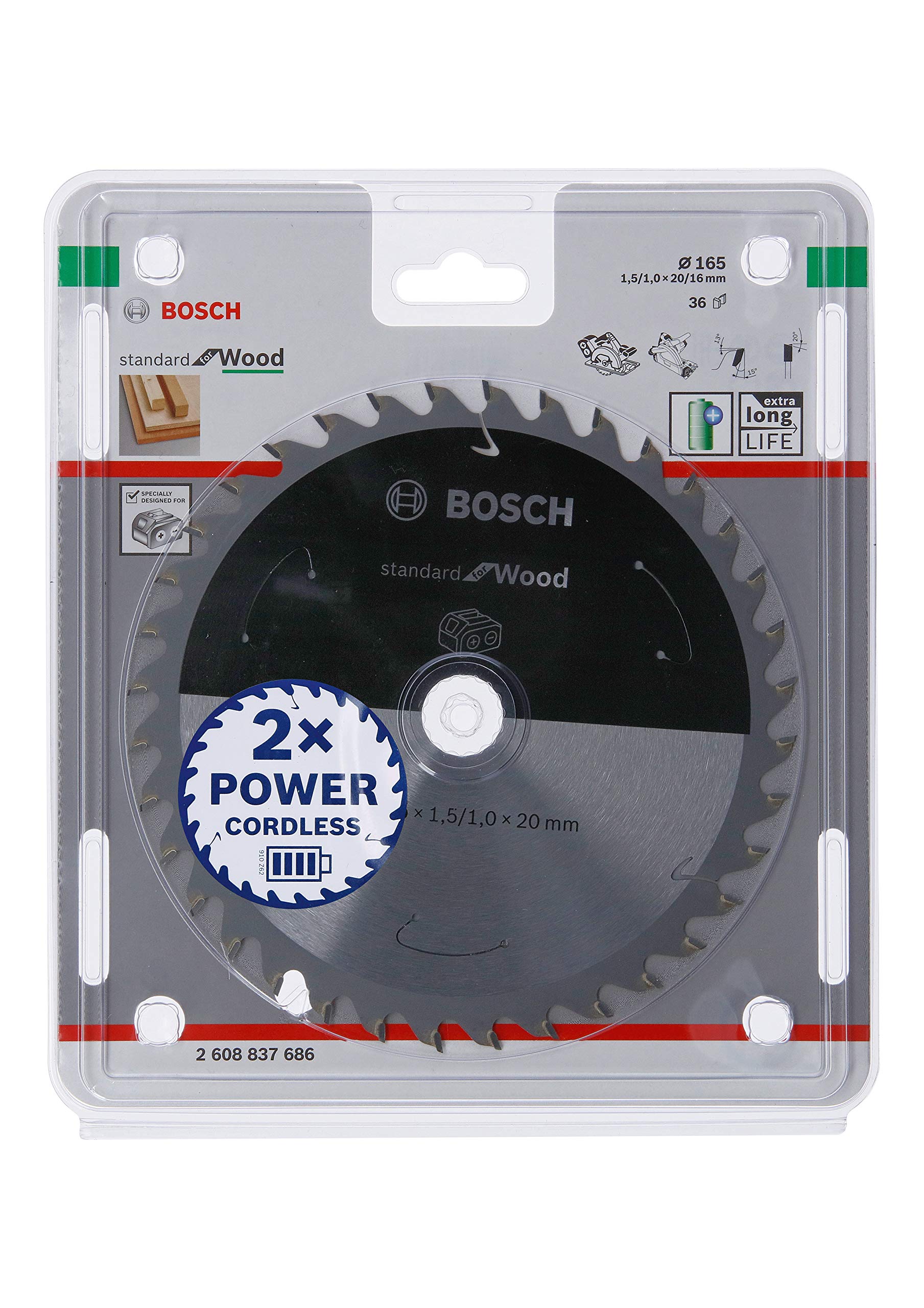 BOSCH Standard for Wood Kreissageblatt 165,0 mm, 3