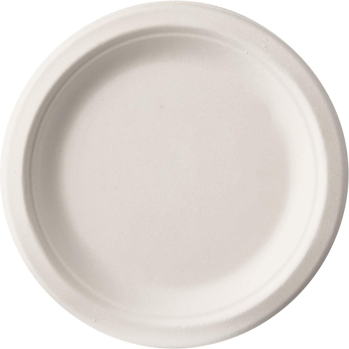 PAPSTAR 81327 50 Plates, Sugar Cane Pure Undivided, Diameter 23 cm, 2 cm, White Single