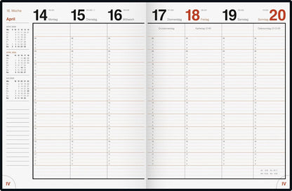rido/idé 7027042904 | Wochenkalender | Buchkalender | 2024 | Modell magnum | 2 Seiten = 1 Woche | Blattgröße 18,3 x 24 cm | Schaumfolien-Einband Catana | schwarz