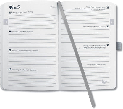SIGEL J4334 Jolie Weekly planner 2024, Grey Love, 9,5 x 15 cm, hardcover, 174 pages, Grey Grey Love ca. A6
