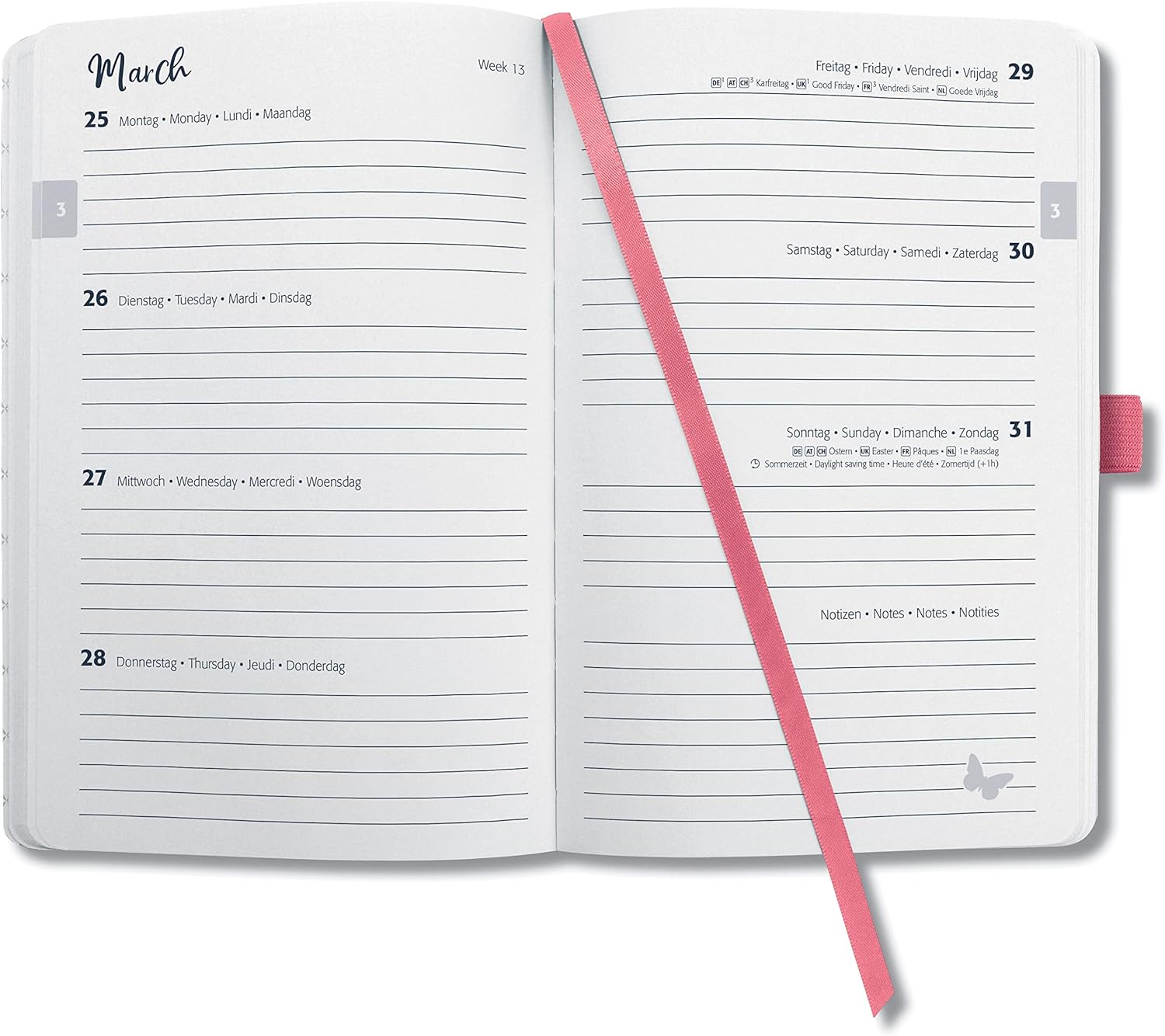 SIGEL J4307 Jolie Weekly planner 2024, Bloom Pink, 13,5 x 20,3 cm, hardcover, 174 pages, White, Pink Bloom Pink ca. A5