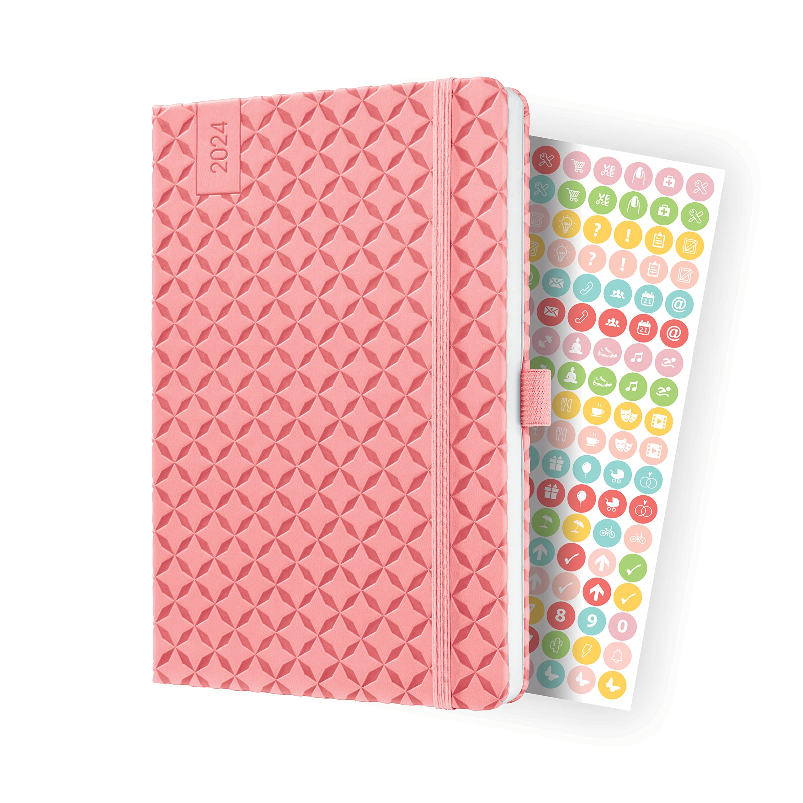SIGEL J4111 Jolie Weekly planner 2024, hardcover, 13,5 x 20,3 cm, 174 pages, rose rose ca. A5