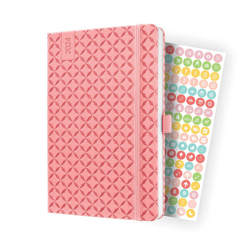 SIGEL J4111 Jolie Weekly planner 2024, hardcover, 13,5 x 20,3 cm, 174 pages, rose rose ca. A5