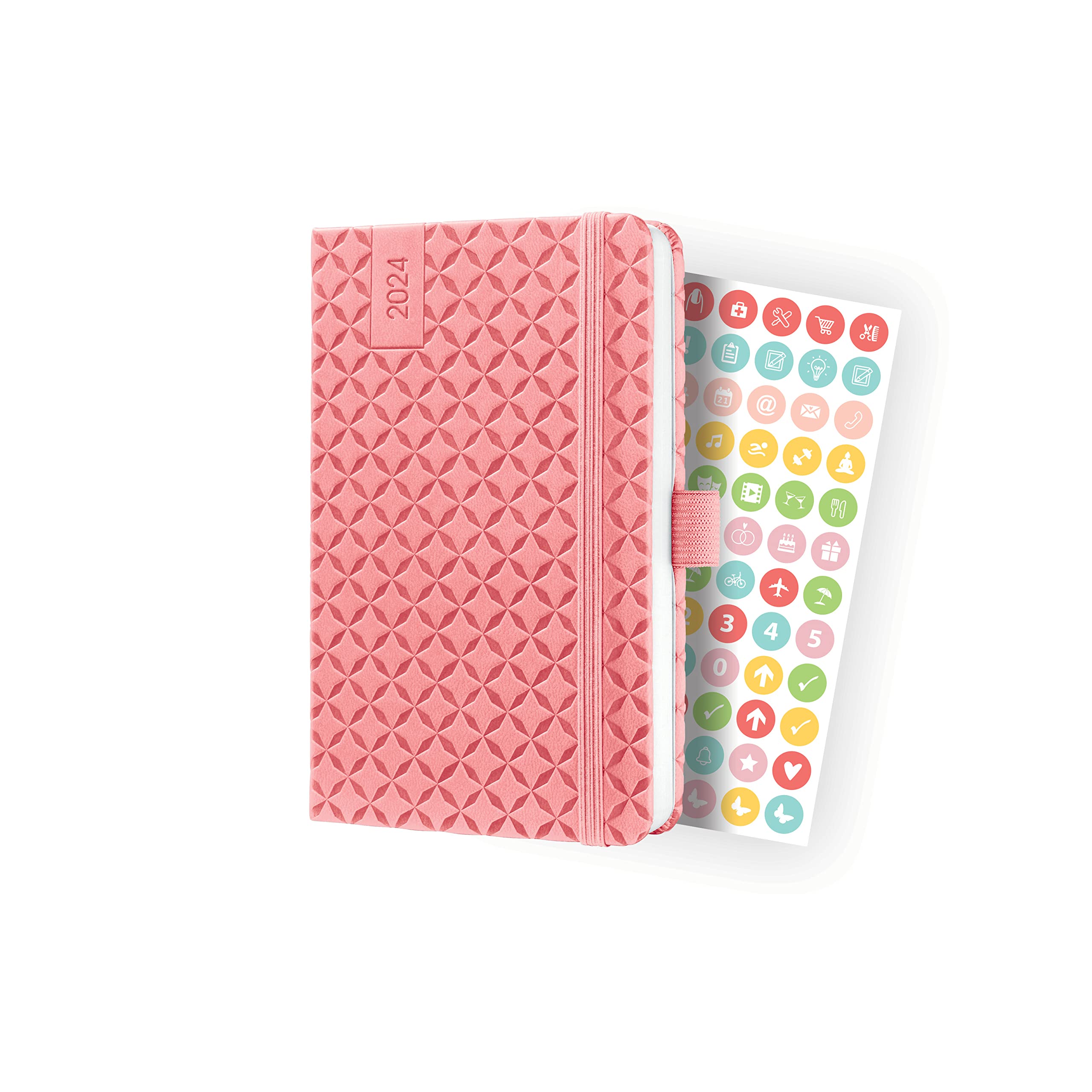 SIGEL J4110 Jolie Weekly planner 2024, hardcover, 9,5 x 15 cm, 174 pages, rose rose ca. A6