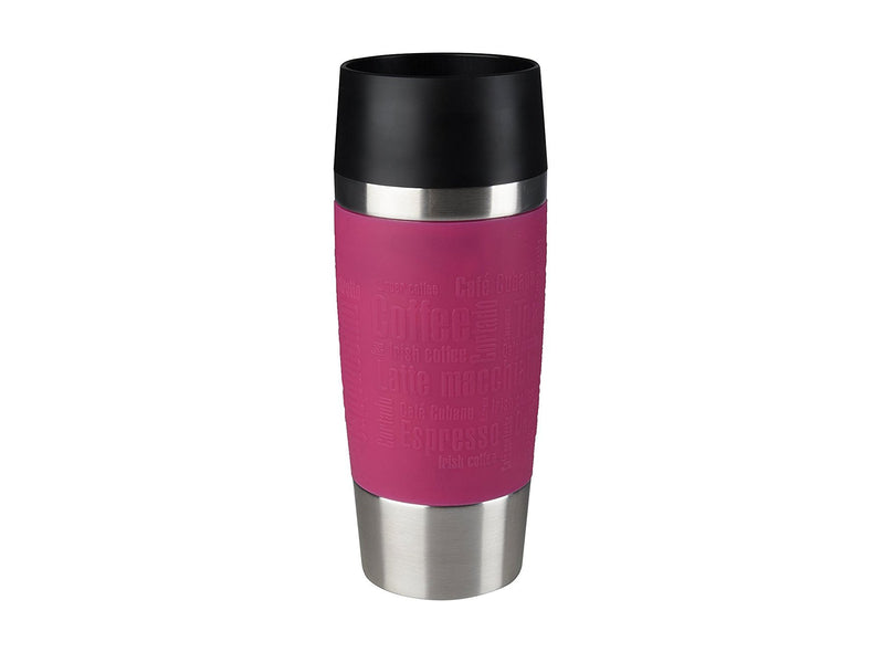 Emsa 513550 Travel Mug Insulated Drinking Cup with Quick Press Closure, 360 ml, Raspberry