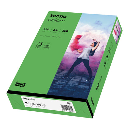 inapa Tecno Colours Coloured Printer Paper 120 g/m² A4 250 Sheets Intense Green Intense green 120g / m²
