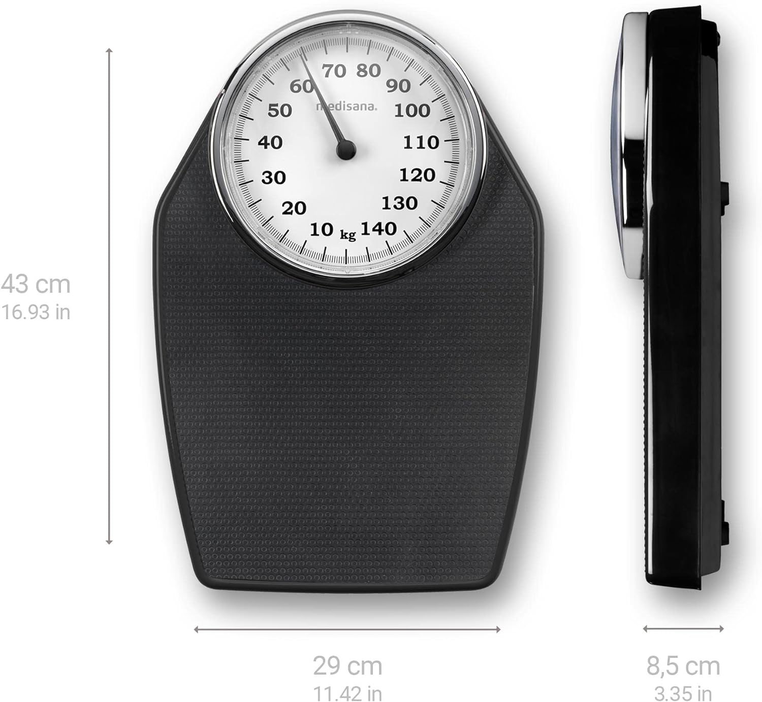 Medisana PS 100 Carré Noir Pèse-personne mécanique
