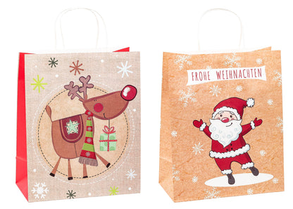 TSI 88318 Christmas Kraft Paper Gift Bags Large 32 x 26 x 12 cm Pack of 6 Large Motif Christmas series 2 1 Set (= 6 Stück)