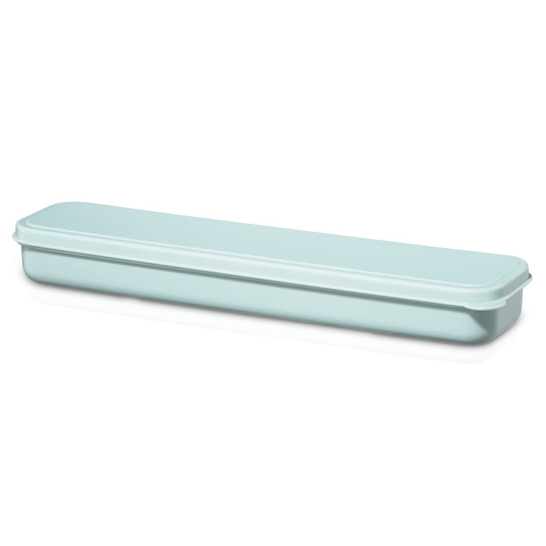 Xavax Besteck Set 4 teilig (Campingbesteck mit Messer, Gabel, Löffel aus Edelstahl, inkl. Box für Transport und Aufbewahrung, to Go Besteck für unterwegs, Reisebesteck spülmaschinenfest) Pastellblau