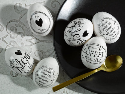 Heitmann Eierfarben - Banderole Ei Love You - 12 Sleeves in 8 Designs 1018957 Black/White 17 x 8 x 0.1 cm Egg Love You