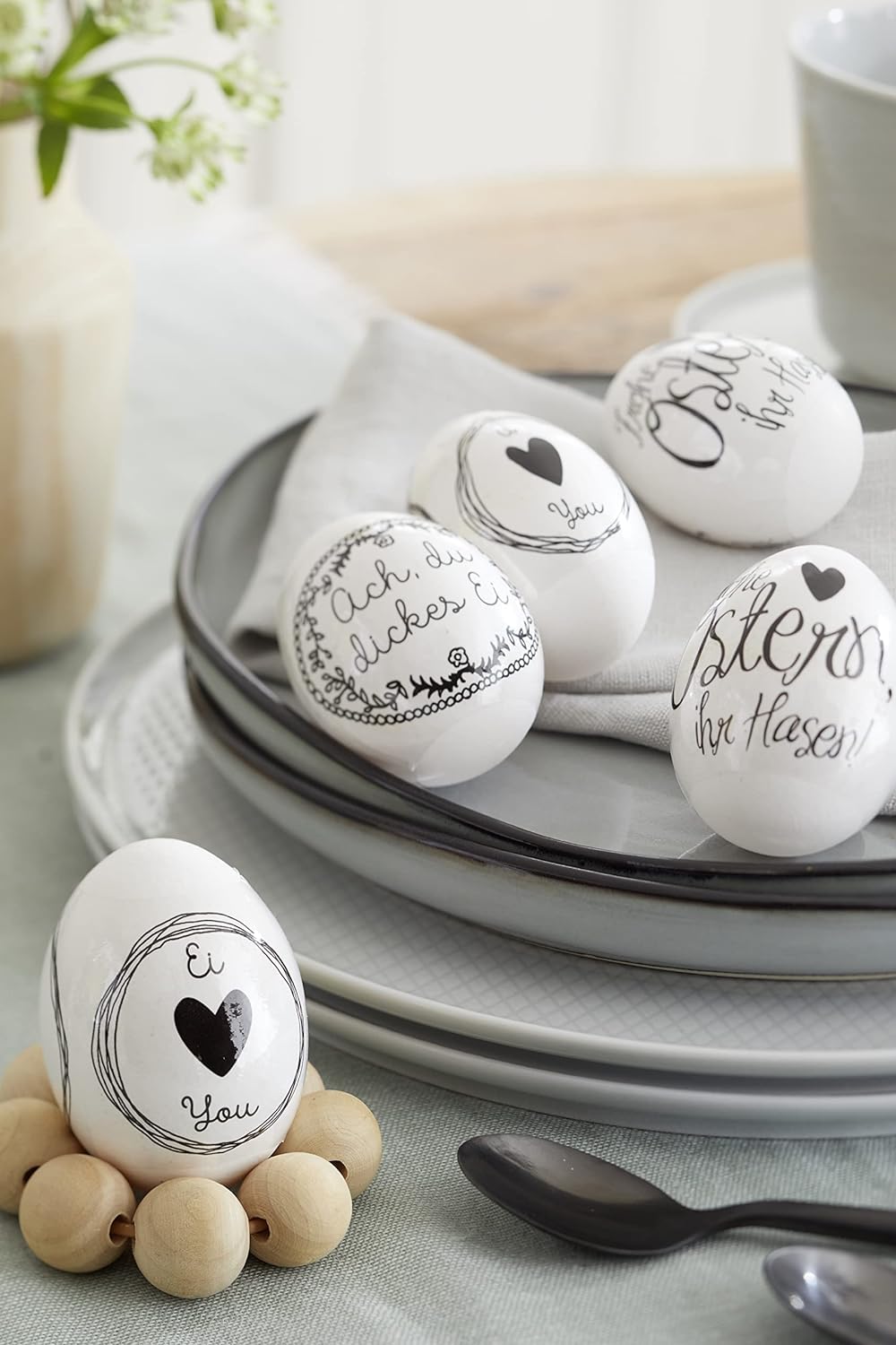Heitmann Eierfarben - Banderole Ei Love You - 12 Sleeves in 8 Designs 1018957 Black/White 17 x 8 x 0.1 cm Egg Love You