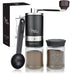 Milu Manual Coffee Bean Grinder - Hand held Coffee Mill with Ceramic Grinding Mechanism - Infinitely Variable Grind Adjustment - Espresso Grinder - with Spoon & Brush (Black) Black Ceramic Grinding Mechanism