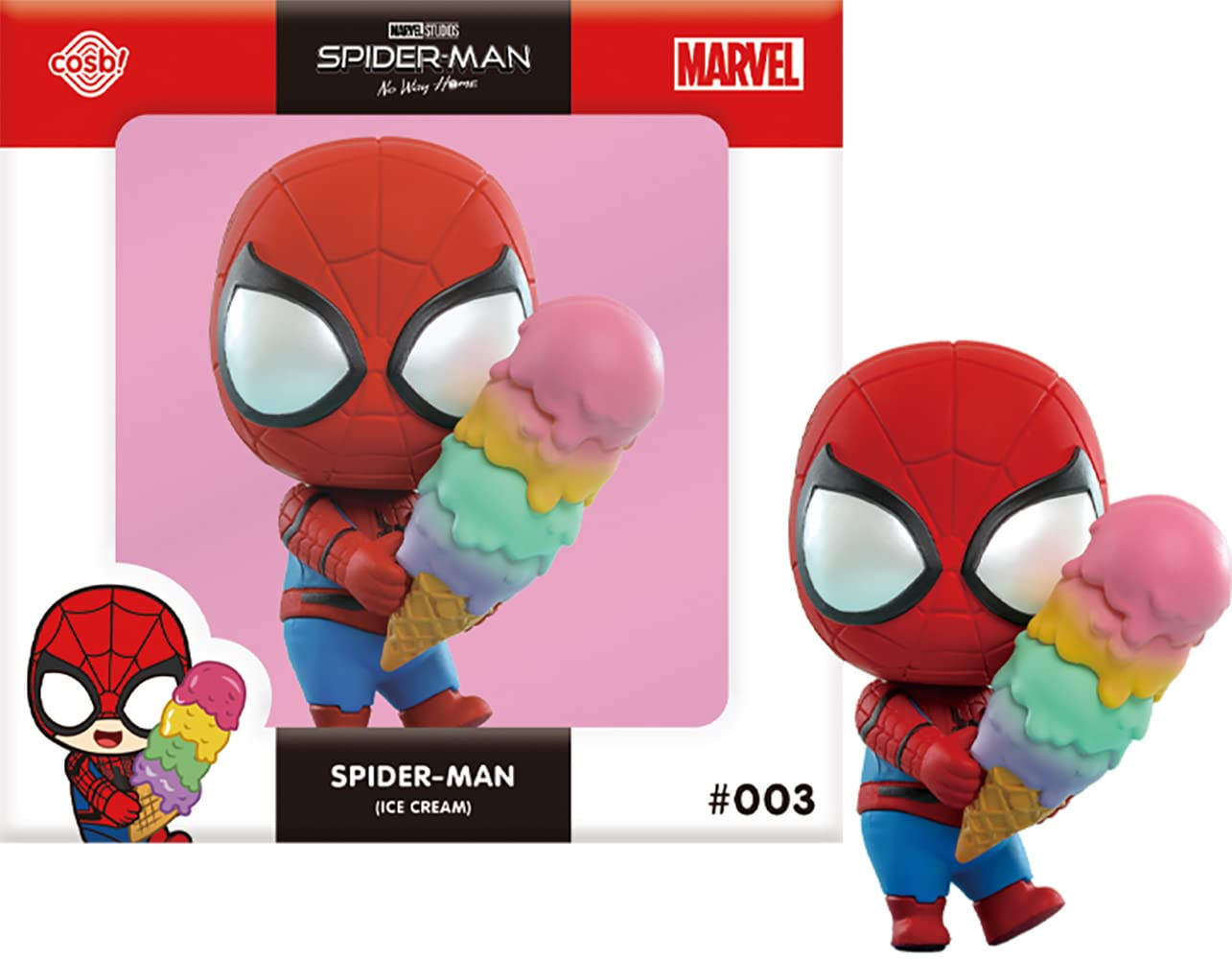 ホットトイズ(Hot Toys) Cosbi Marvel Collection CBX032 Spider-Man: No Way Home Spider-Man (Ice Cream) #003 Non-Scale Figure, Red, Height 3.1 inches (8 cm) Spiderman (Ice Cream)